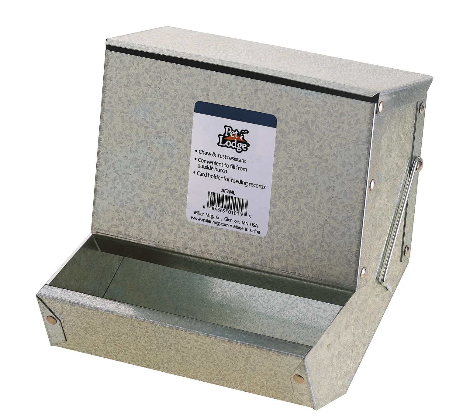 Metal Small Animal Feeder with Lid - Image 3
